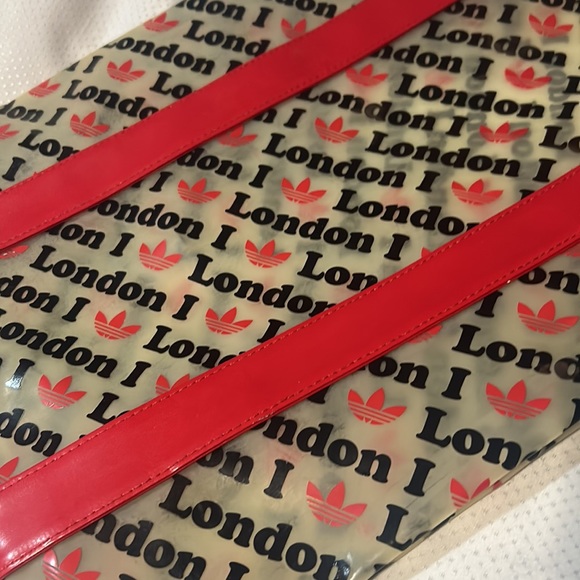 Vintage adidas Tote Bag Rubber I Love London Rare Streetwear Clear - Picture 2 of 5